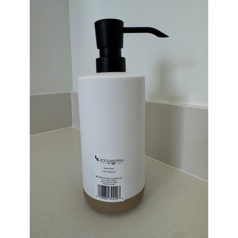 Koolaburra by UGG Bright White Ceramic Lotion Soap Dispenser Matte Black Pump - Picture 4 of 7